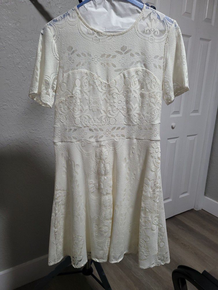 Topshop Off White Short Sleeve Dress sz 8