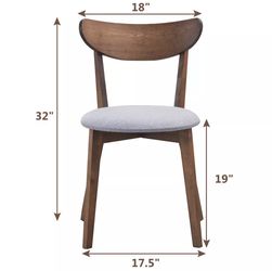 Set of 2 Dining Chair Upholstered Curved Back Side Chair with Solid Wooden Legs Thumbnail