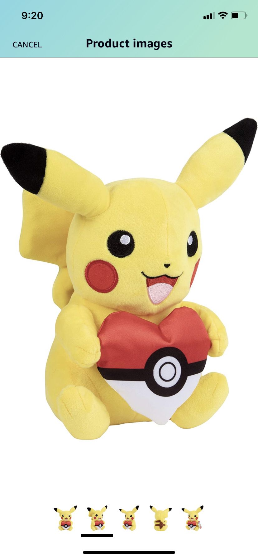 Pokémon Pikachu 8" Plush with Heart Poke Ball