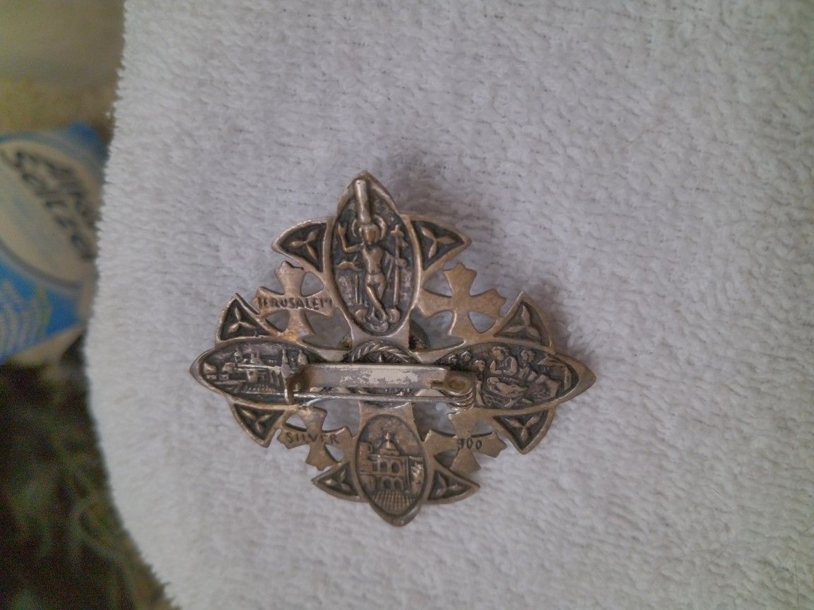 vintage Sterling Silver 90/100 Brooch 4" Solid Nice Patina
