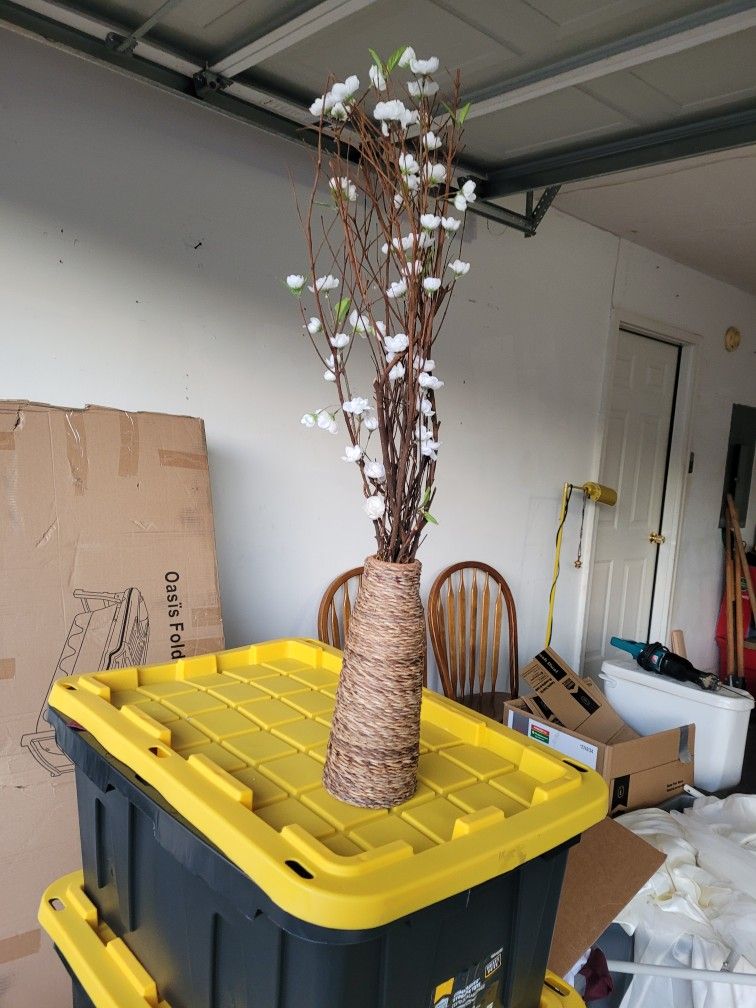 Terracotta flower Vase Wrapped In Sweetgrass