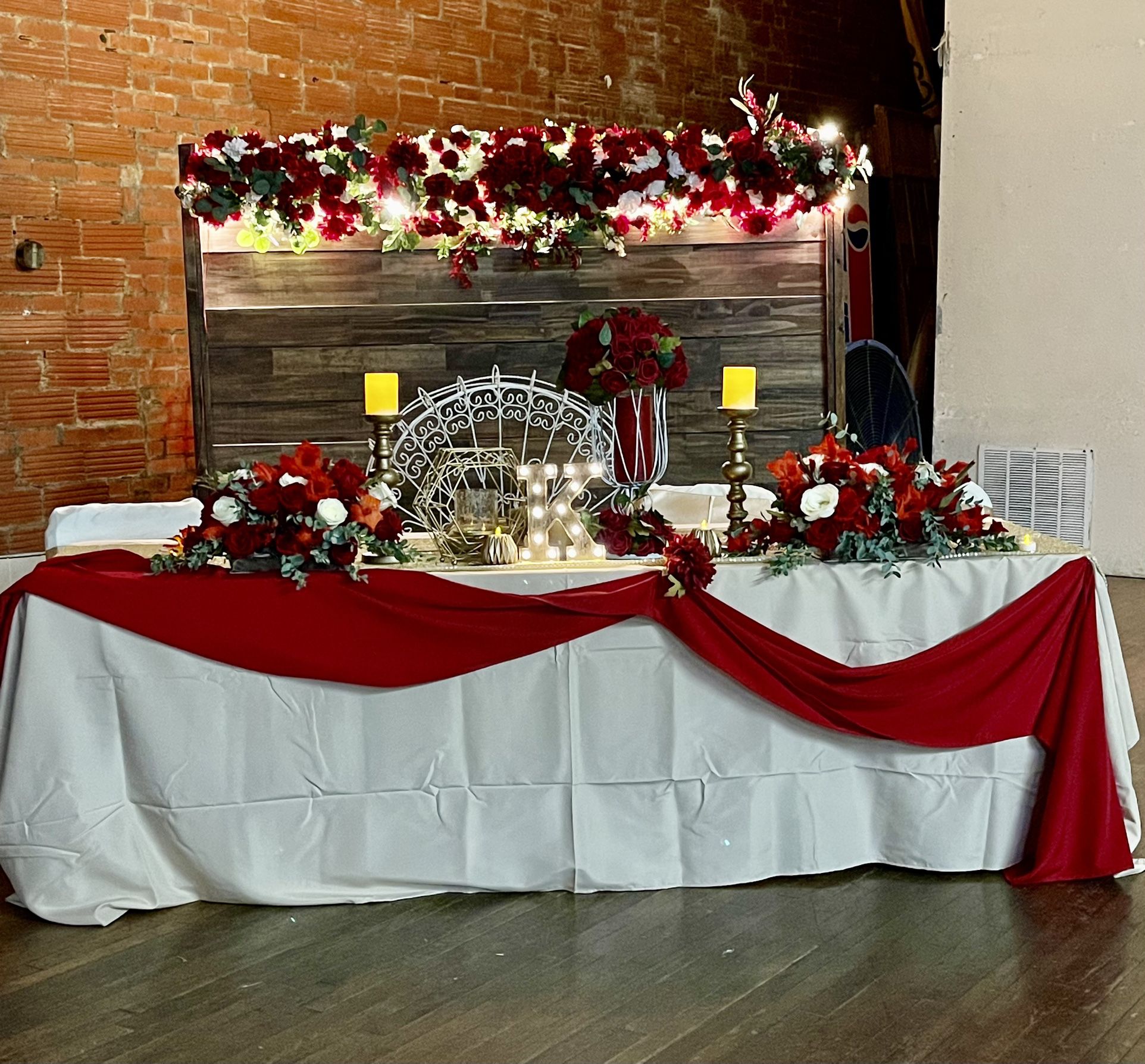 Red And White flower Backdrop Garland 