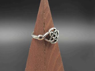 Size 4.75 Sterling Silver Celtic Knot Style Band Ring Vintage Statement Engagement Wedding Promise Anniversary Bridal Cocktail Thumbnail