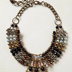 Anthropologie Batik Beaded Collar Necklace Boho Bohemian Jewelry  Thumbnail