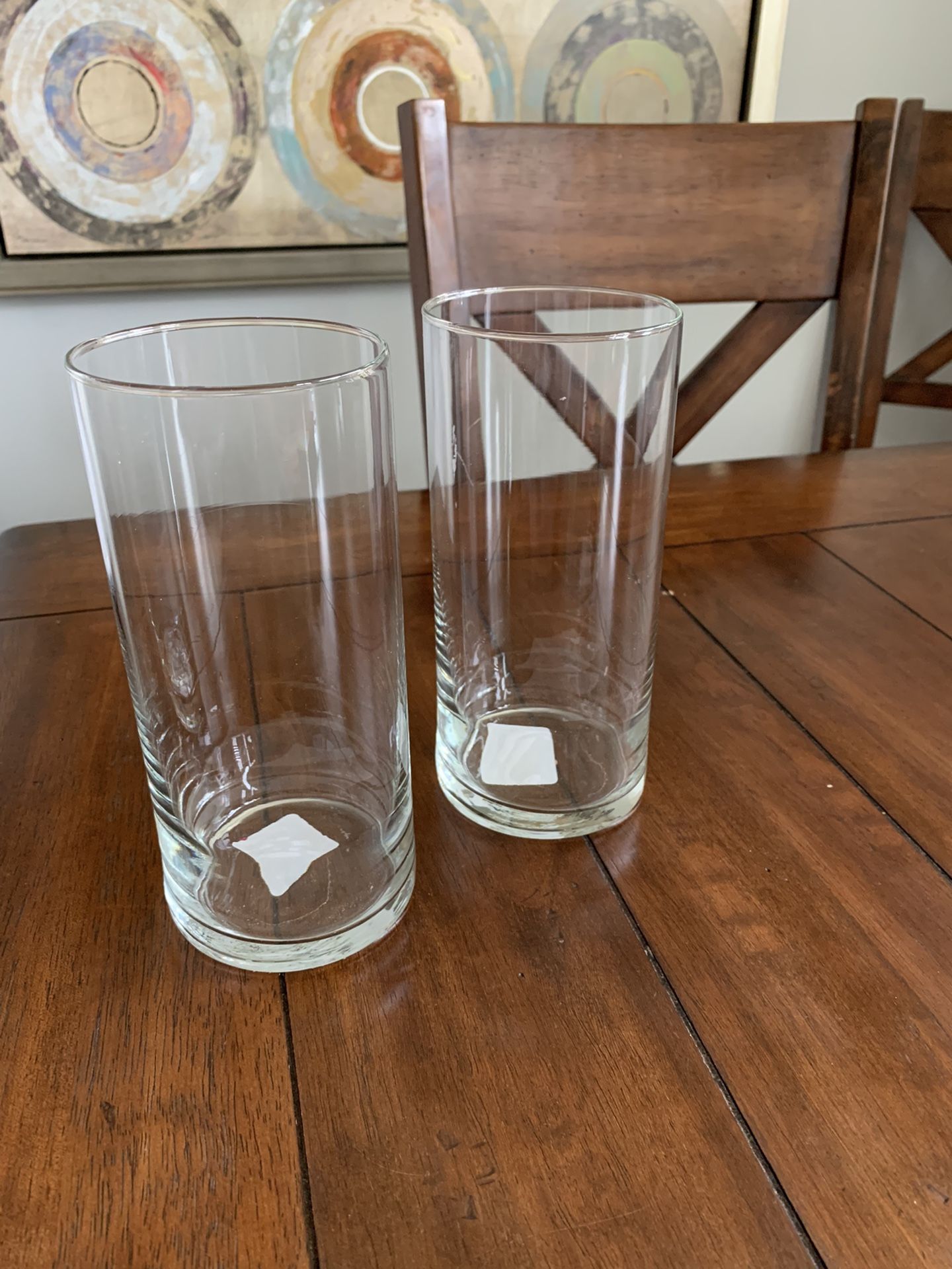 12 Cylinder Glass Vases 7.5” Tall