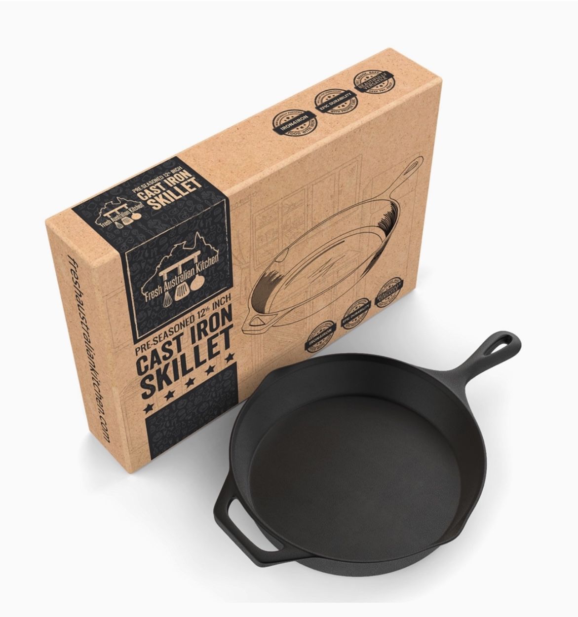 Pre-Seasoned 30cm Cast Iron Skillet Frying Pan