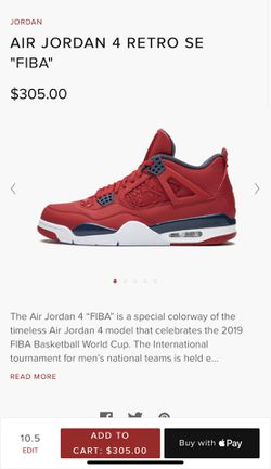 Red  Air Jordan 4 Retro SE FIBA! Thumbnail