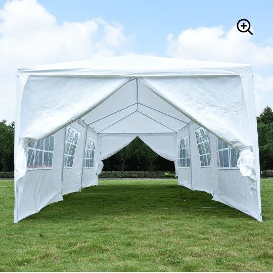 10'x30' White Gazebo Wedding Party Tent Canopy With 6 Windows 2 Sidewalls- 8. For Sale