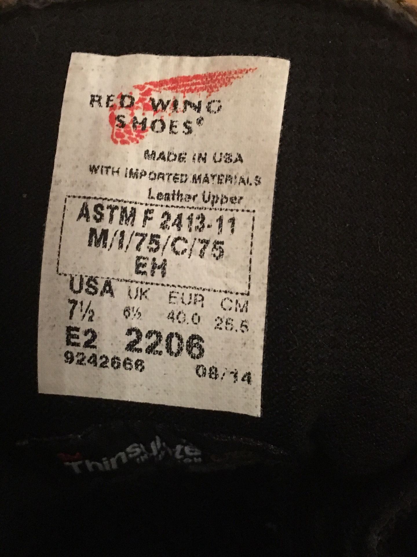 Redwing insulated EH work boots with steel toe