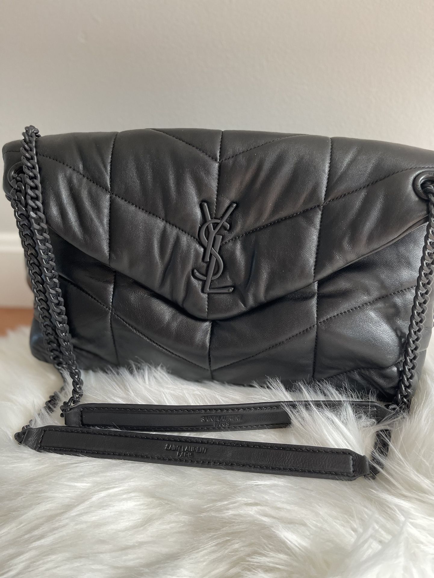 Black %100 High Quaility Leather Y S L Women Shoulder Bags