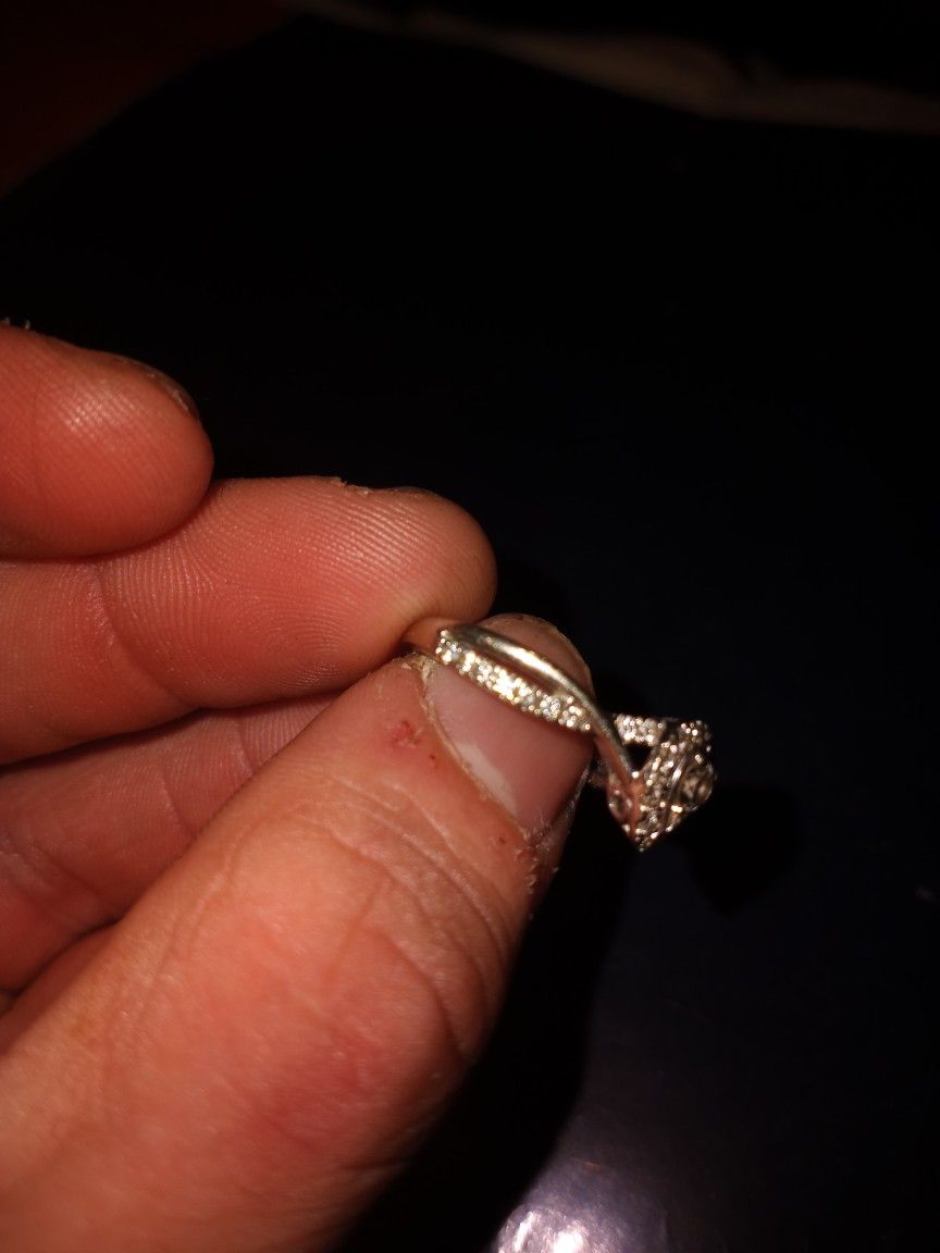 3/8 14k White Gold Pear Diamond Engagement Ring