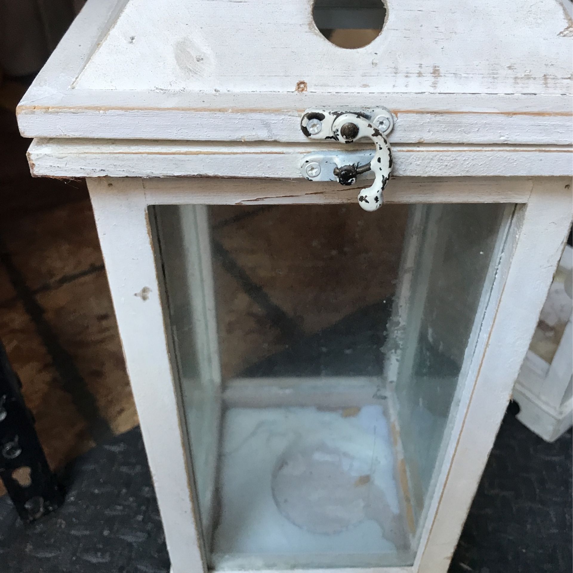 White Wooden Candle Lanterns