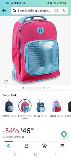 Rolling Backpack Pink And Turquoise Sequins Thumbnail