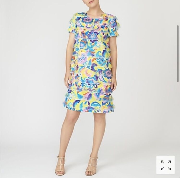 J Crew Yellow Fringe Shift Dress Size 2