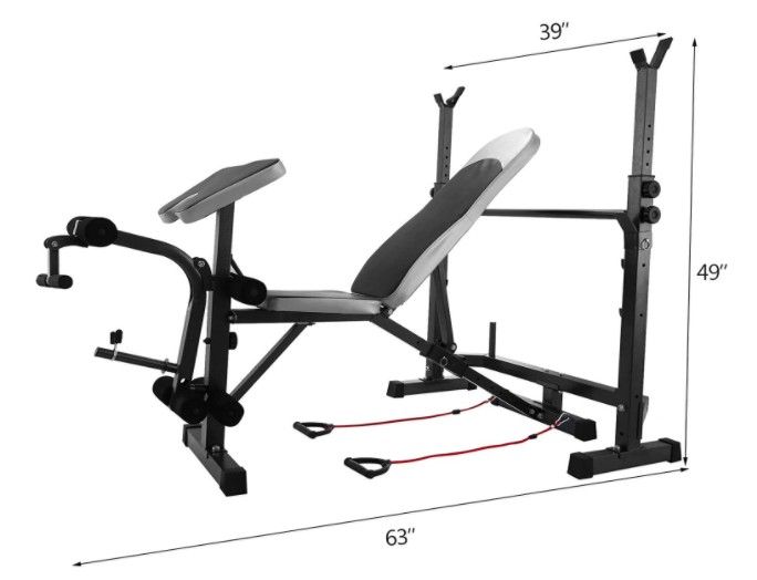 🏋🏼♀️💪🏻 Weight Bench Multi Functional Use- Preacher Curl, Squat Rack, Leg Press, 660lb Capacity