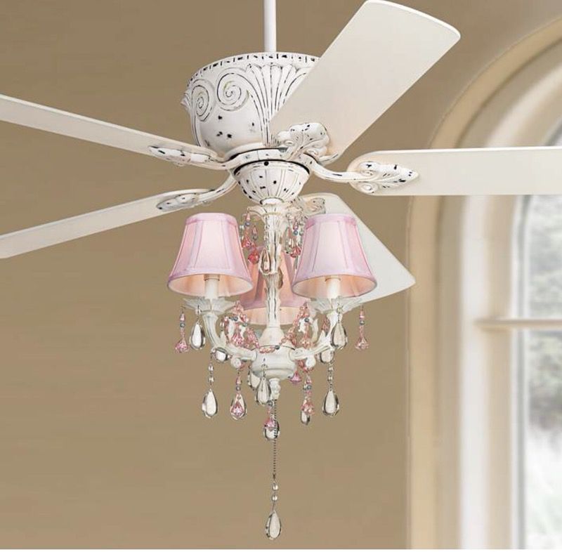 Pink And White Chandelier Ceiling Fan, Little Girl Ceiling Fans