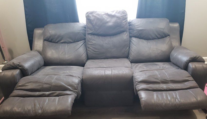 Couch And Love Seat Recliner Set Color Grey. $650