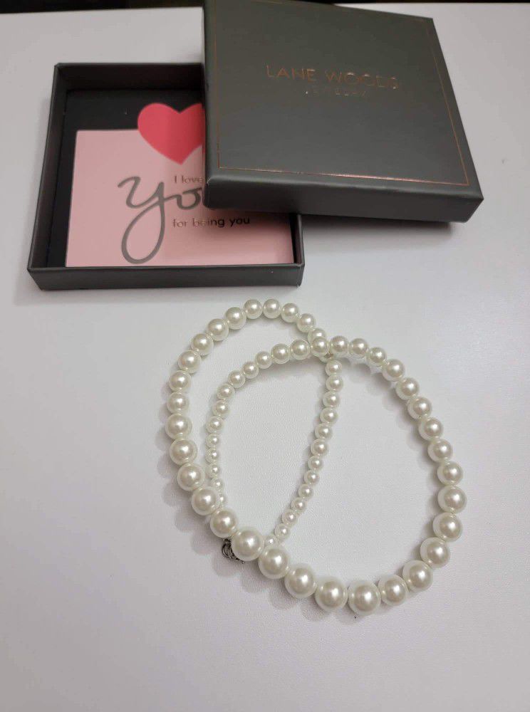 Pearl Strands Necklace: White Round Gradual Pearl Fashion Jewelry Wedding Gifts for Women Mother Brides Men BRANDNEW