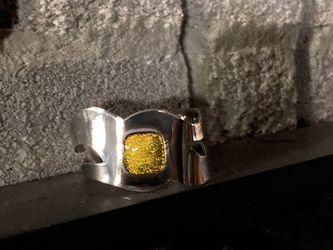 Silver and Dichroic Glass Cuff Bracelet  Thumbnail