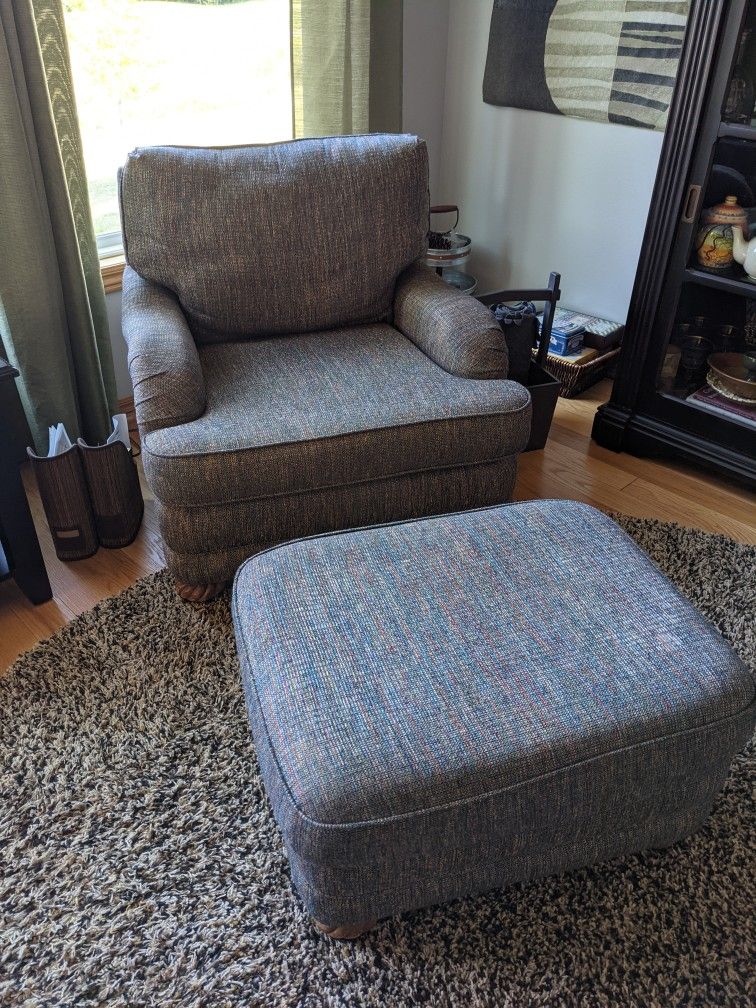 Pair Of Bassett Chairs With Matching Ottoman