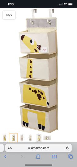 3 Sprouts Hanging Wall Organizer- Storage for Nursery and Changing Tables, Giraffe Thumbnail