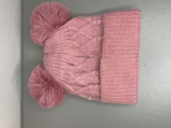 Pink Beanie hat With Pom Pom Thumbnail