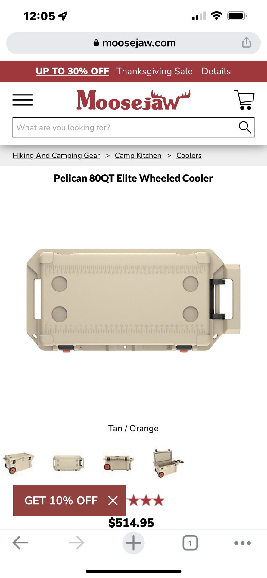 Pelican 80ct Elite Cooler Tan  NEW