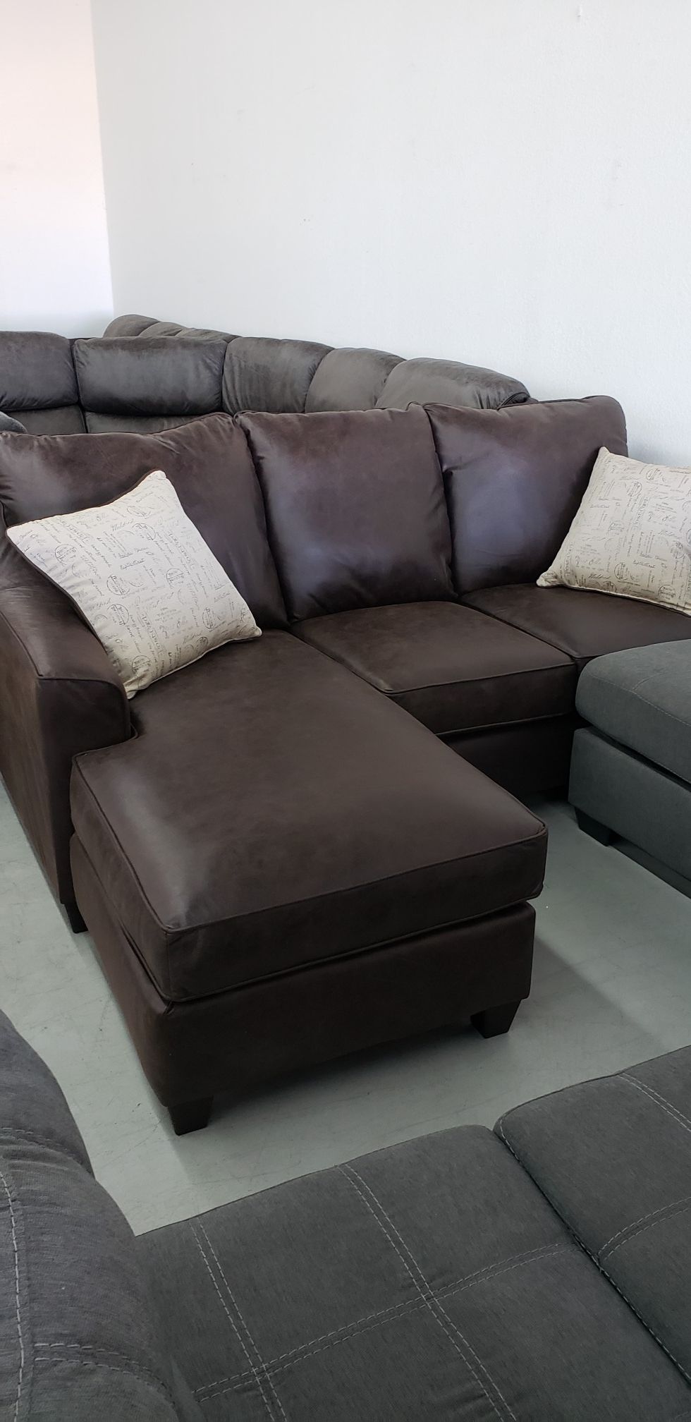 Sofa with Chause Lounge End $650