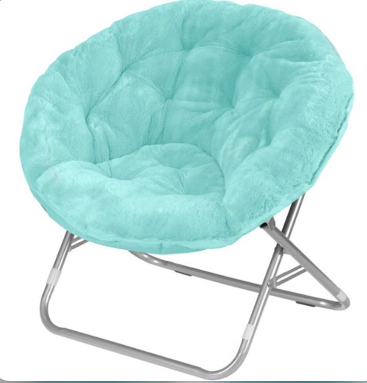 Mainstays Faux Fur Saucer Chair, Aqua Teal -