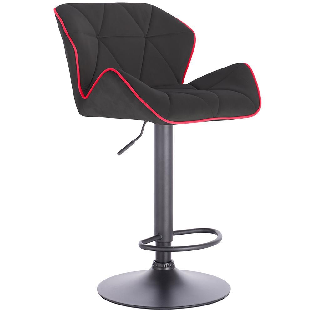 Modern Home Luxe Spyder Contemporary Adjustable Barstool/Bar Chair with 360° Rotation (Black Base, Black/Red Piping)