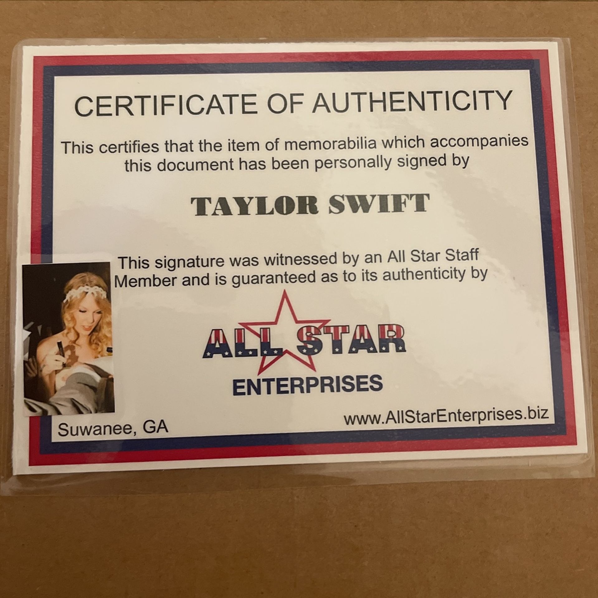Signed Taylor Swift Memorabilia
