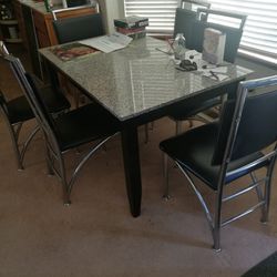 Granite Table With 6 Leather Chairs Thumbnail