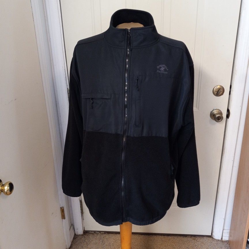 Beverly Hills Polo Club Men's Jacket 2 XL Fleece Full Zipper 4 Zip Pockets Black