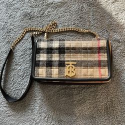 100% Authentic Small Burberry Quilted Check Cashmere Lola Bag Thumbnail