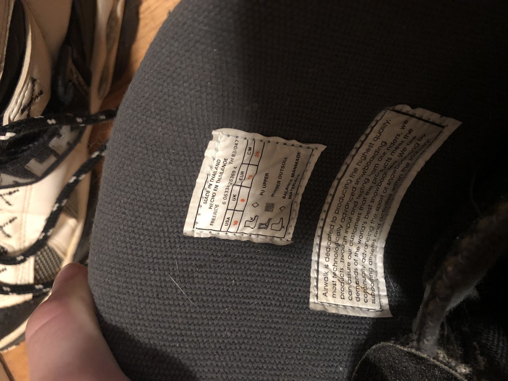 Snowboard with boots and bag