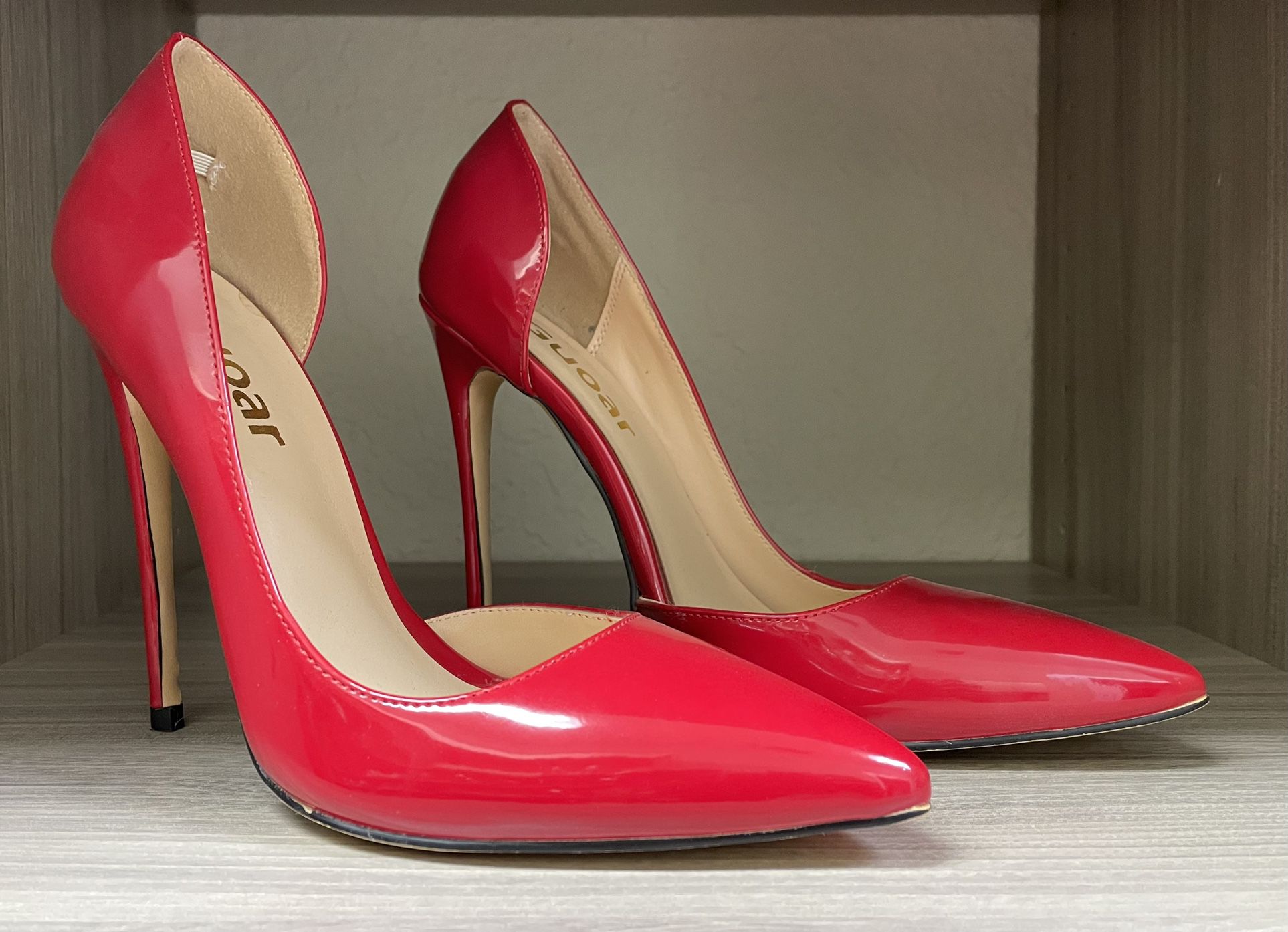 Pair Of Red Pumps, Size 7 With A 5” Heel, Never Worn
