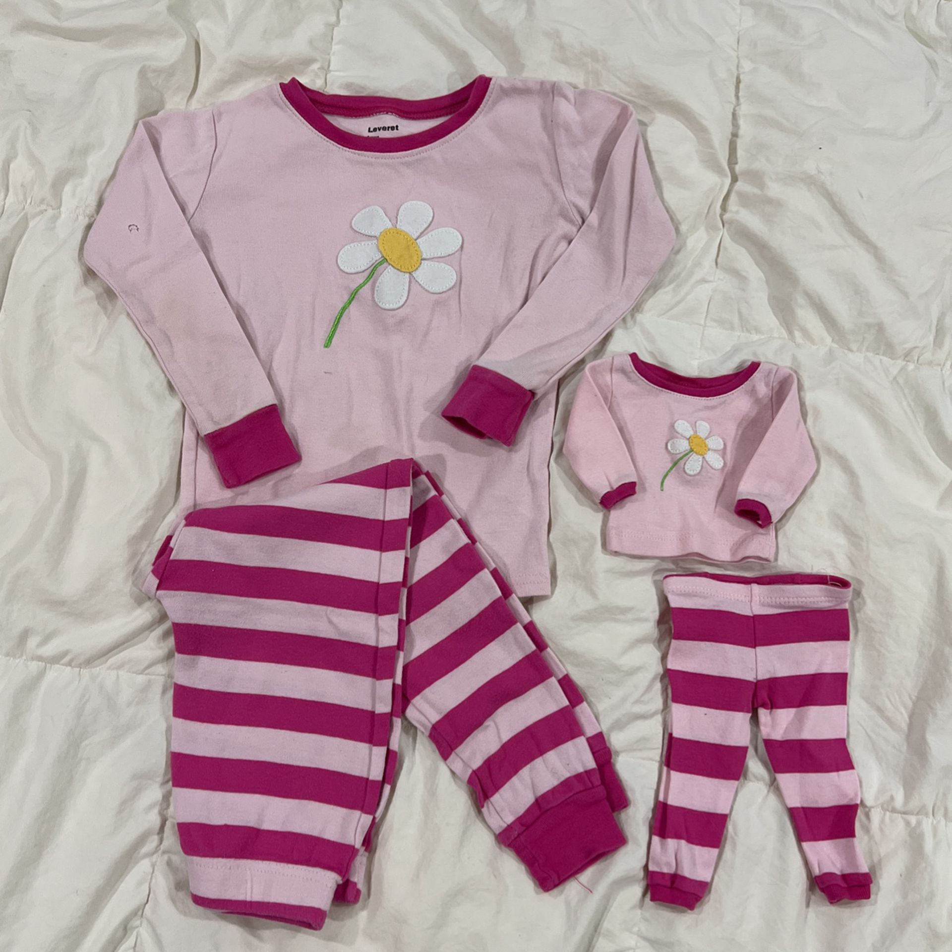 Matching Little Girl And Doll Pajama Set