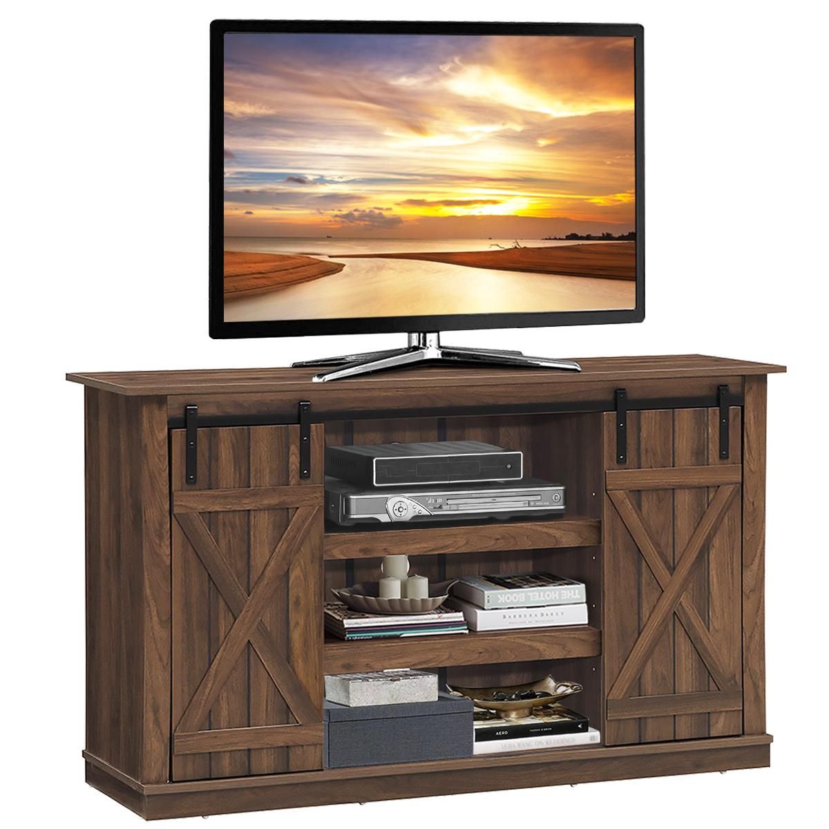 Costway Sliding Barn TV Stand Console Table for TV's Up to 60'' Entertainment Center