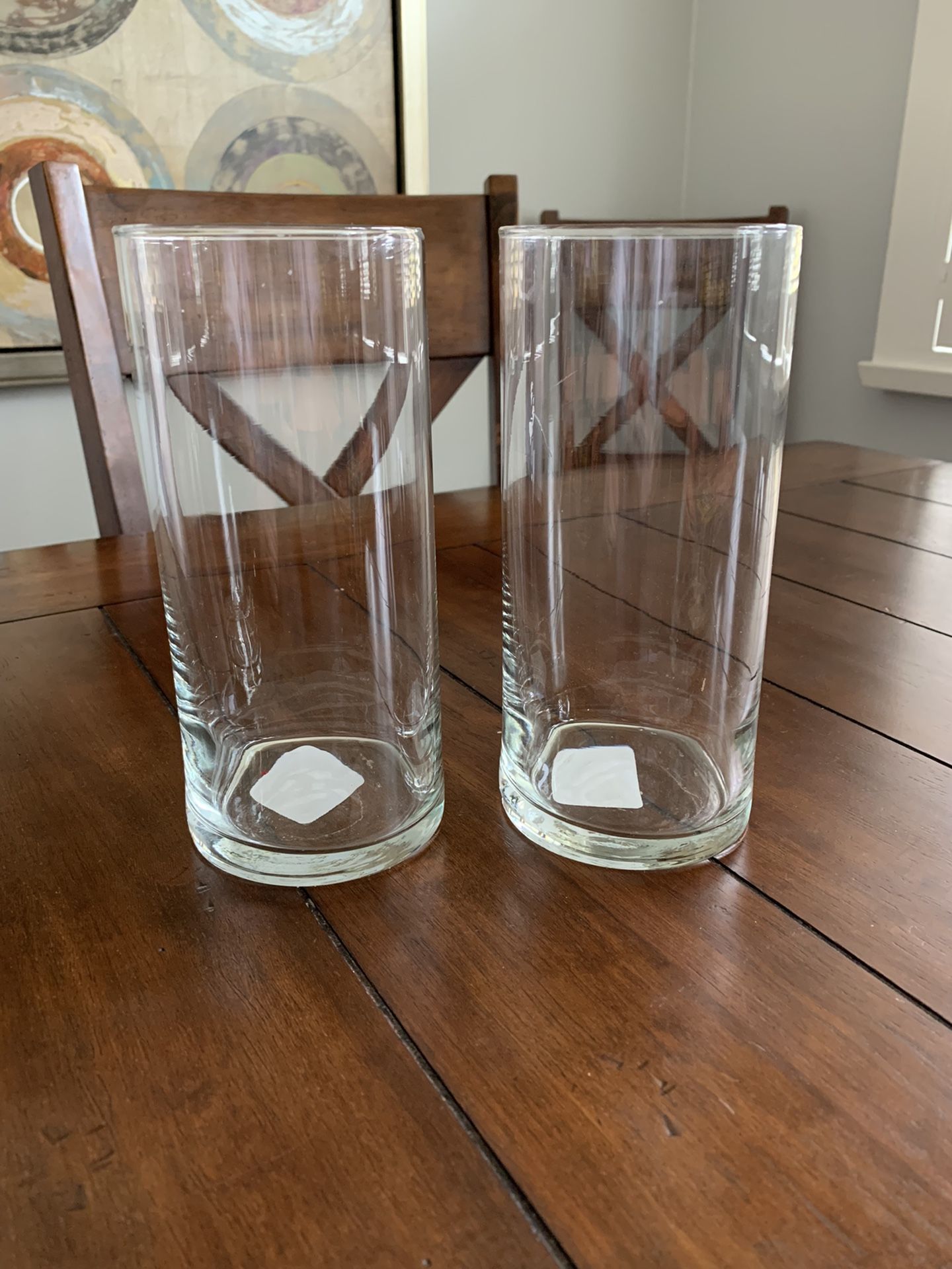 12 Cylinder Glass Vases 7.5” Tall