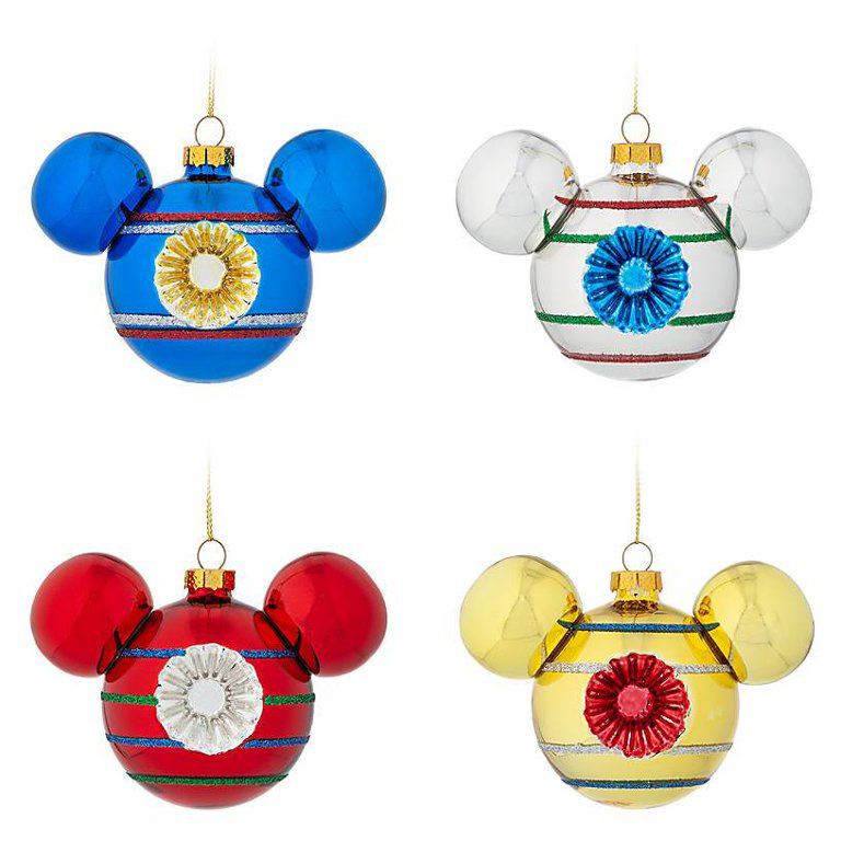 Disney Parks Mickey Mouse Icon Glass Ornament Set