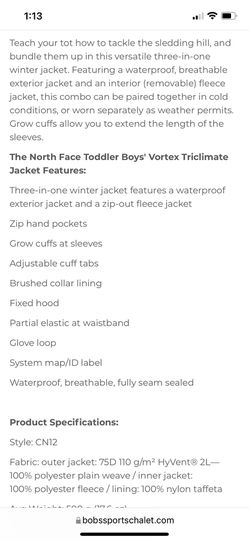 PENDING:The North Face Tri-Climate Vortex 3t Jacket Thumbnail