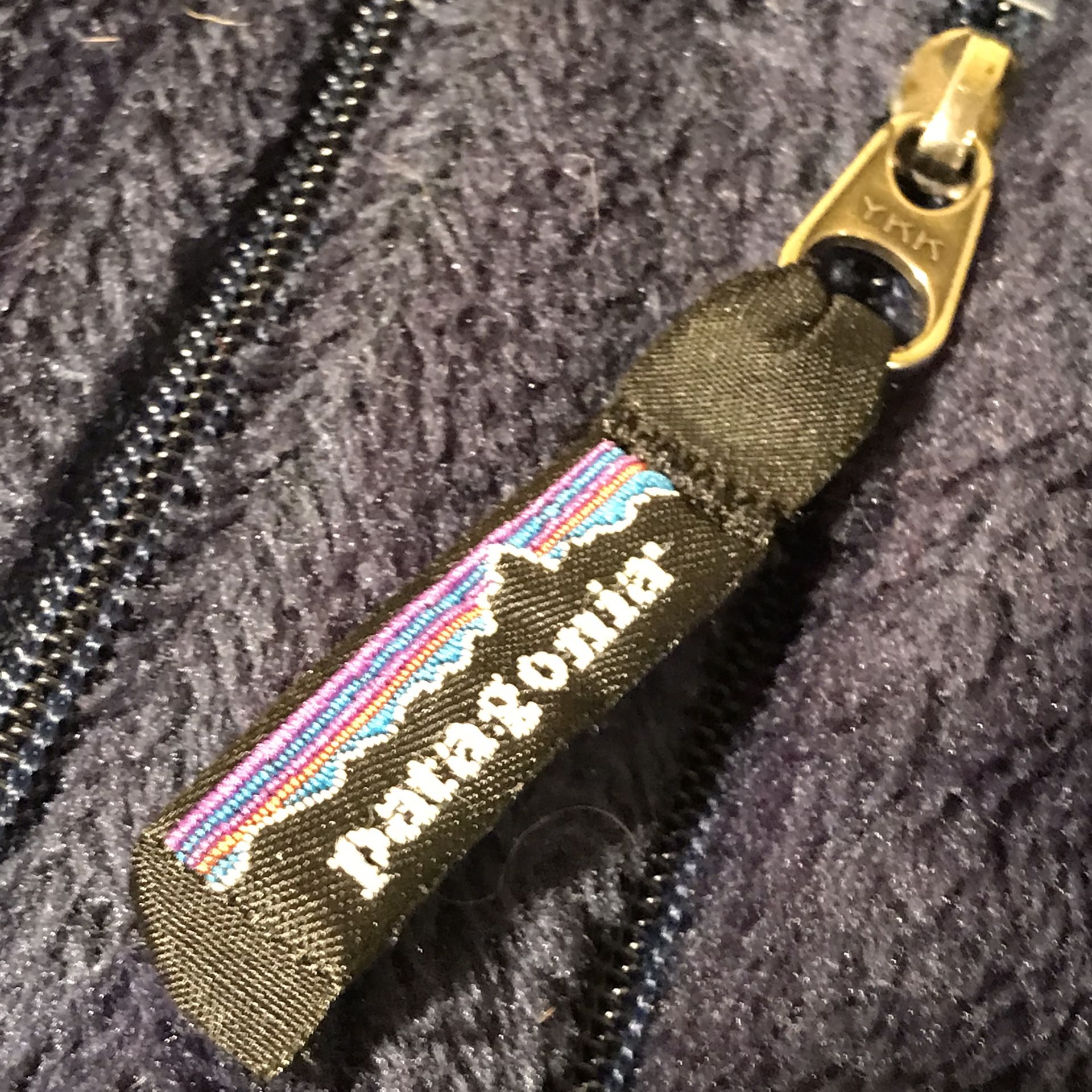 Patagonia Furry Fleece 1/4 Zipped Blue Jacket Sz Large