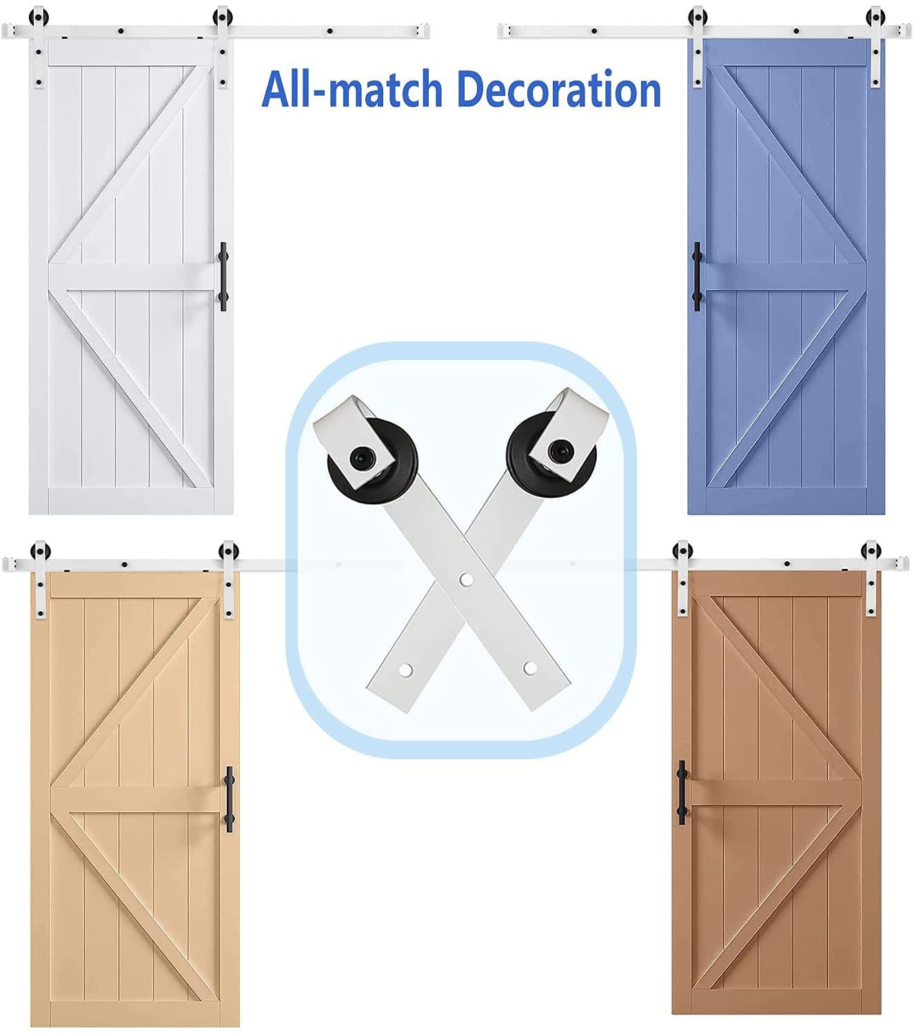 Barn Door Kit, Arcwares 6.6FT Sliding Door Track, Easy to Install- Fit 1 3/8-1 3/4" Thickness & 40" Wide Door Panel