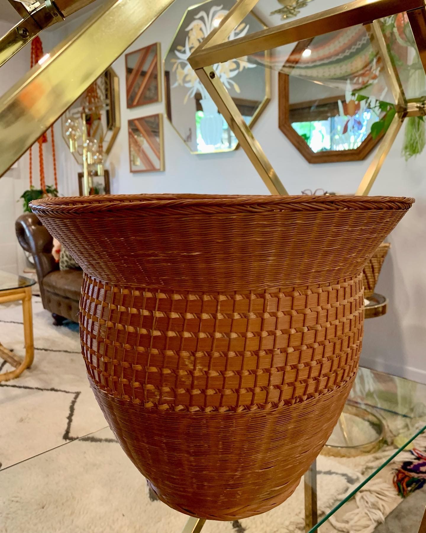 Vintage Basket Hand Woven Plant Basket