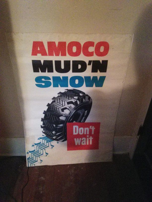 50s Large Original Litho Amoco Tire Poster

