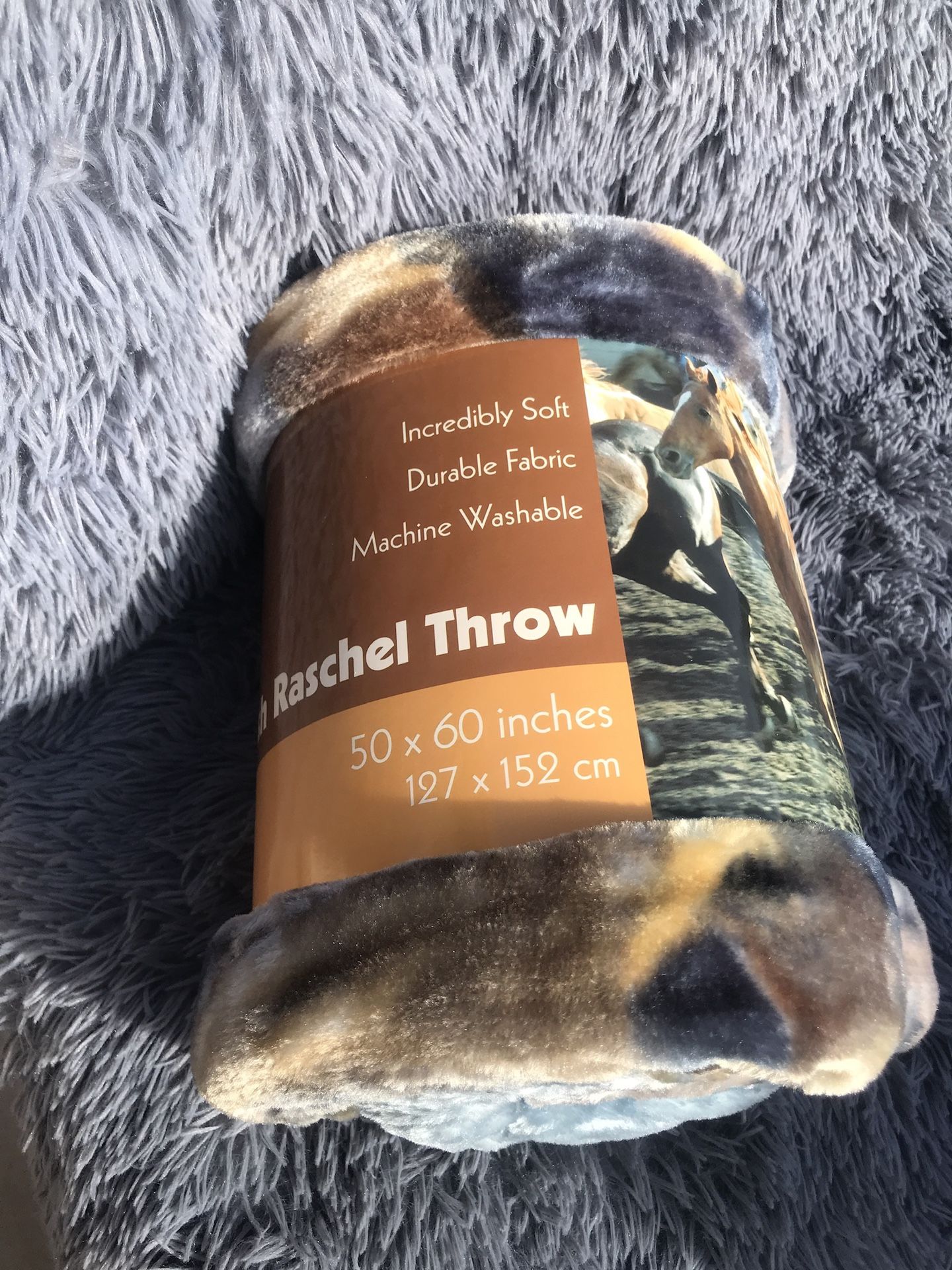 Blanket Royal Plush Raschel Blanket Soft throw horse 50" x 60" / 127x152cm