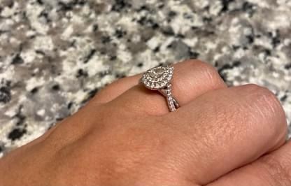 Diamond Engagement Ring 1/2 ct tw Pear/Round 14K White Gold