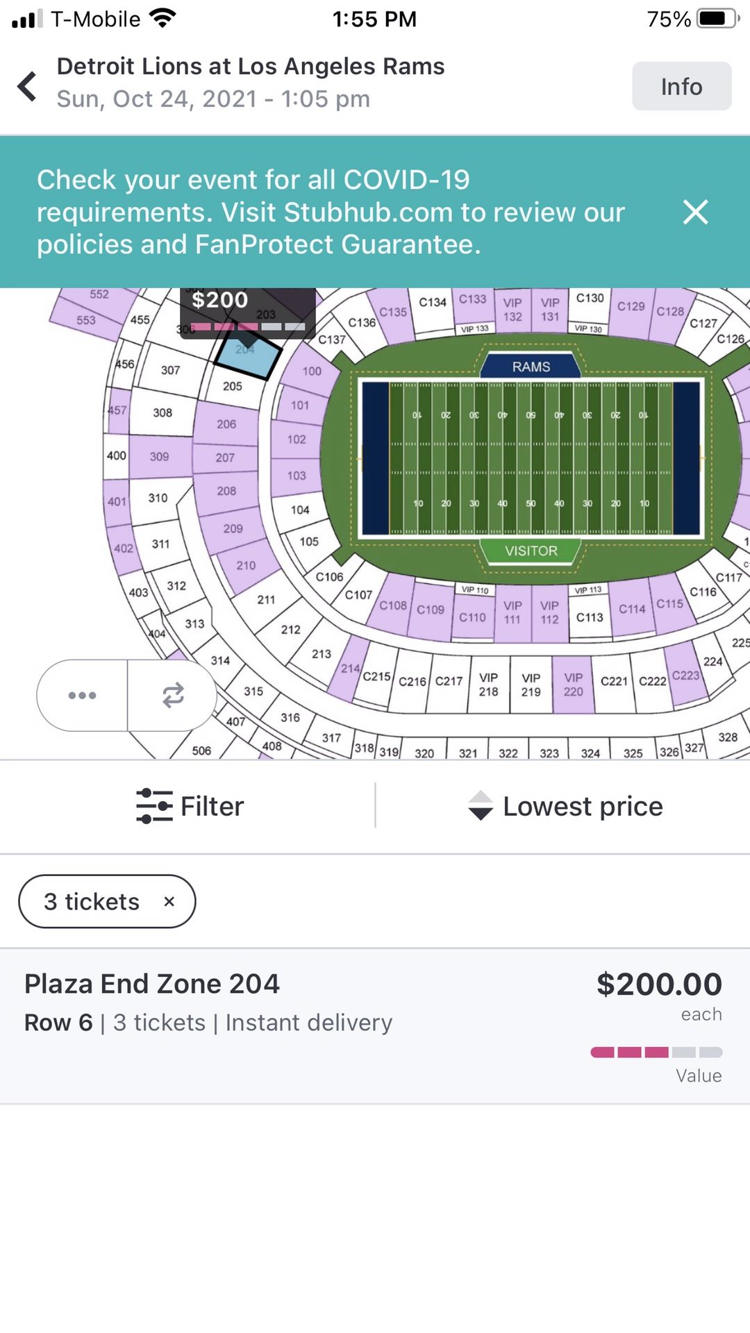 Rams Vs Lions Tickets For 10/24/21 Sofi Stadium From Seat Geek