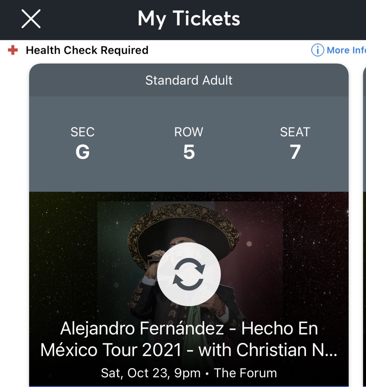 Alejandro Fernández Concert 2 Tickets