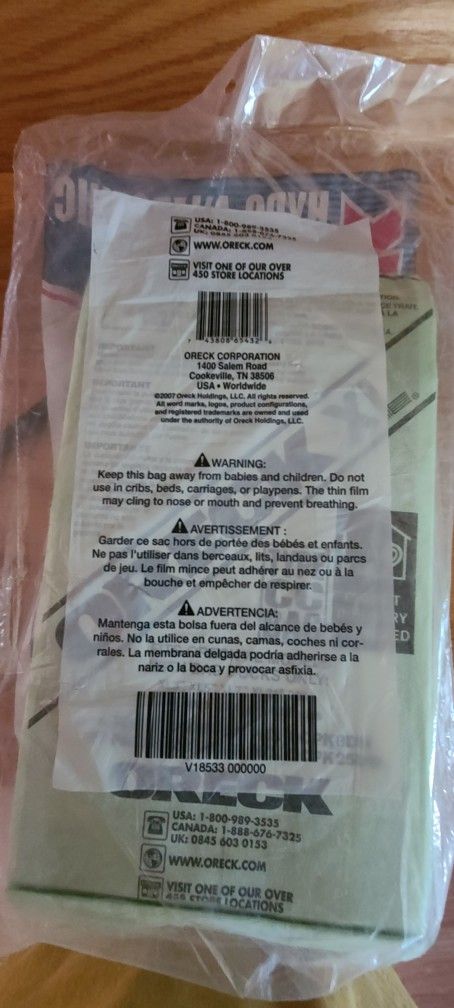 Oreck Vaccume Bags Type CC